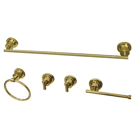 Kingston Brass BAH82134478PB Concord 5-Piece Bathroom Accessory Set, Polished Brass BAH82134478PB